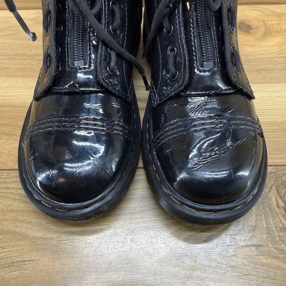 Dr Martens Sinclair Bex J Combat Boots Kids 2 EU 33 Black Patent Leather Punk